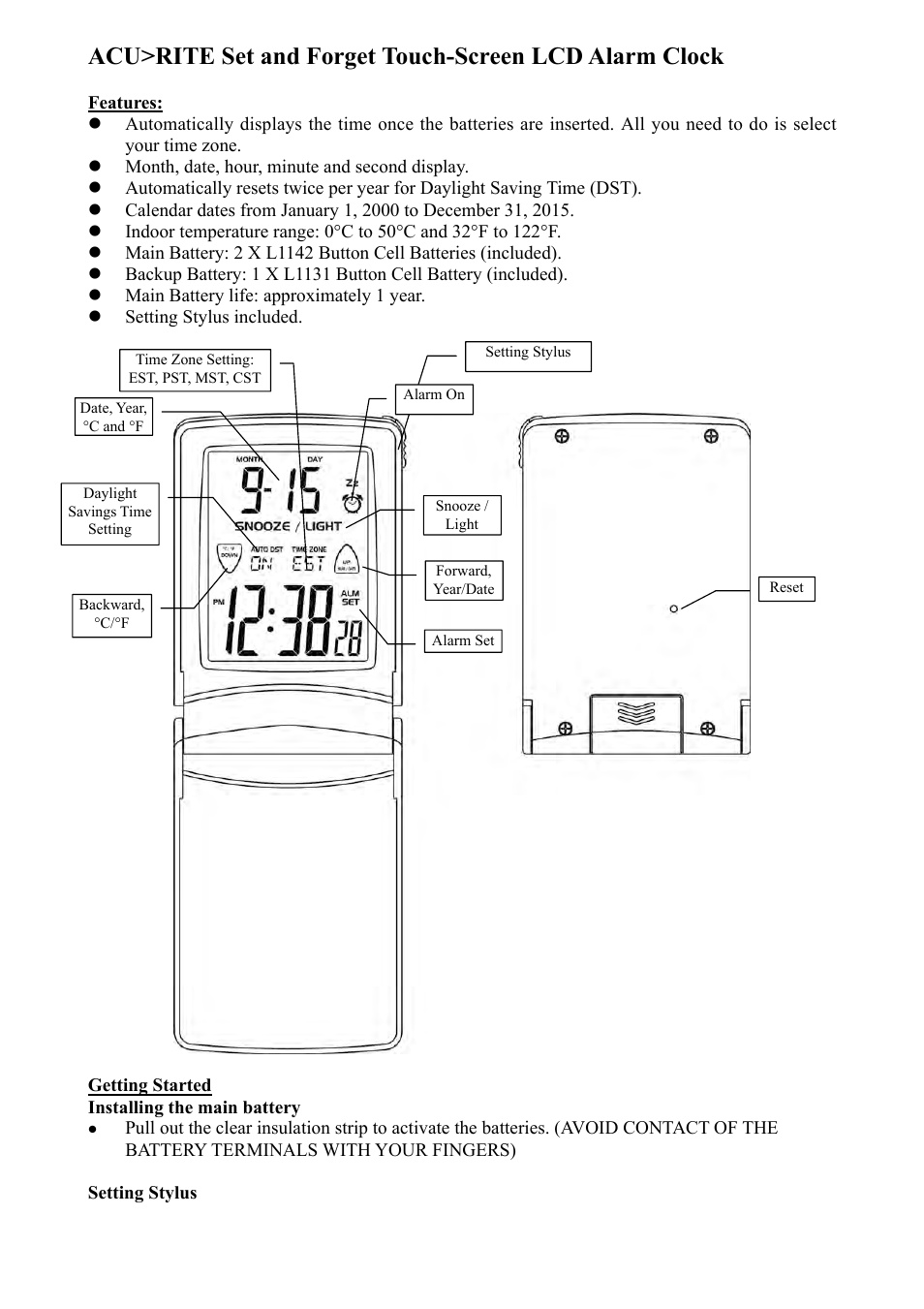 AcuRite 13007 Alarm Clock User Manual | 12 pages