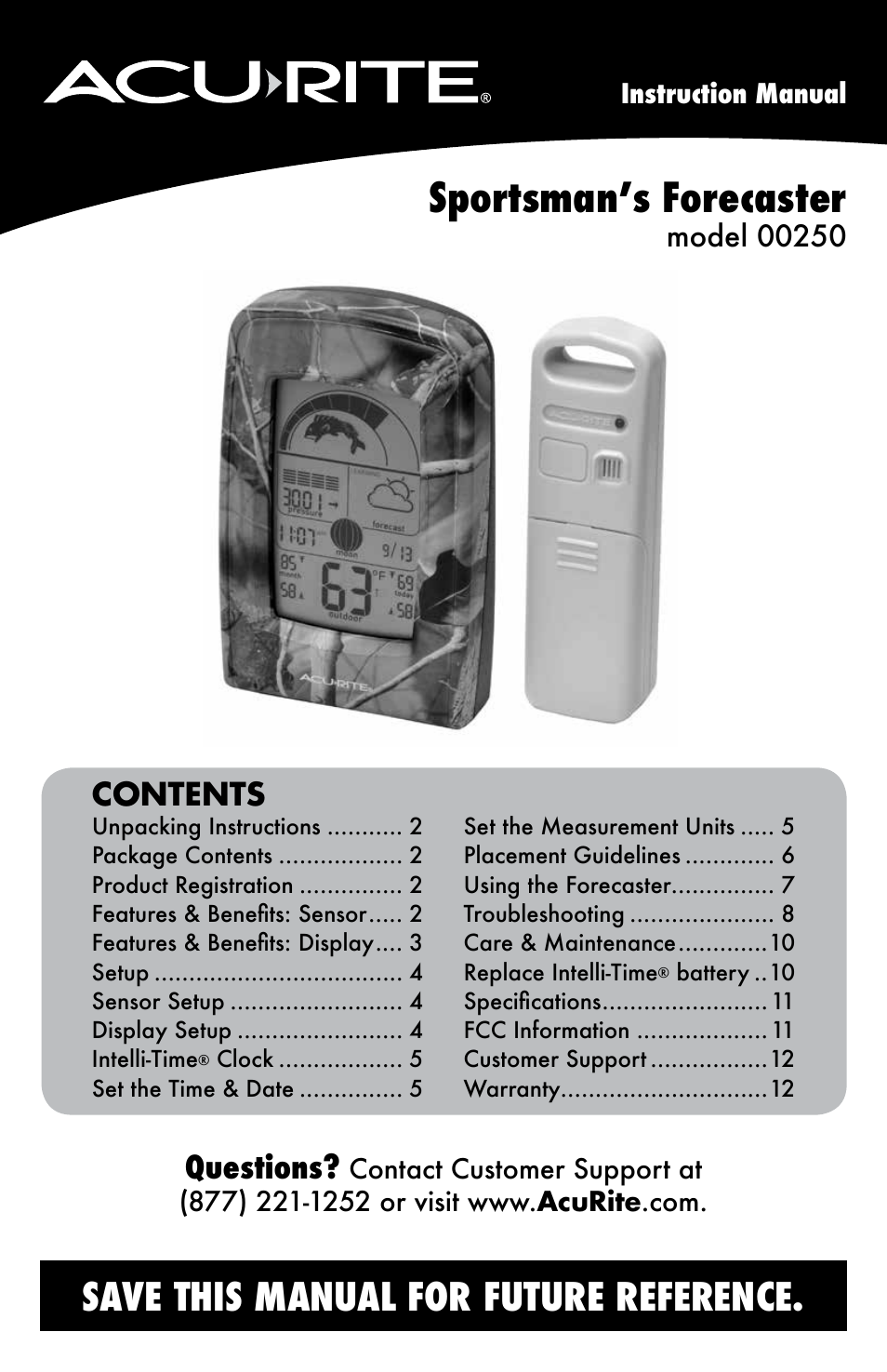 AcuRite 00250 Weather Station User Manual | 13 pages