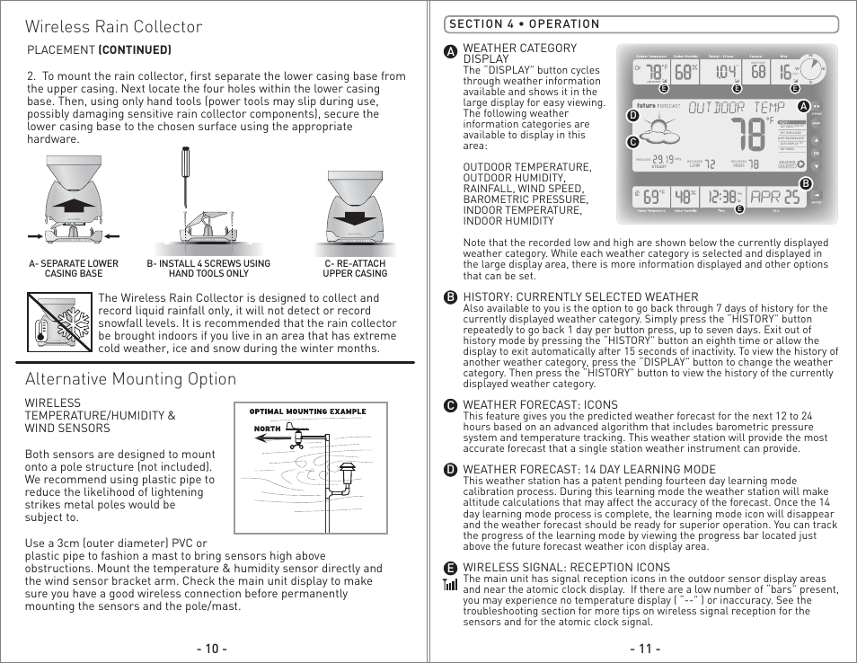 Wireless rain collector, Alternative mounting option | AcuRite 75110 Weather Station User Manual | Page 6 / 9