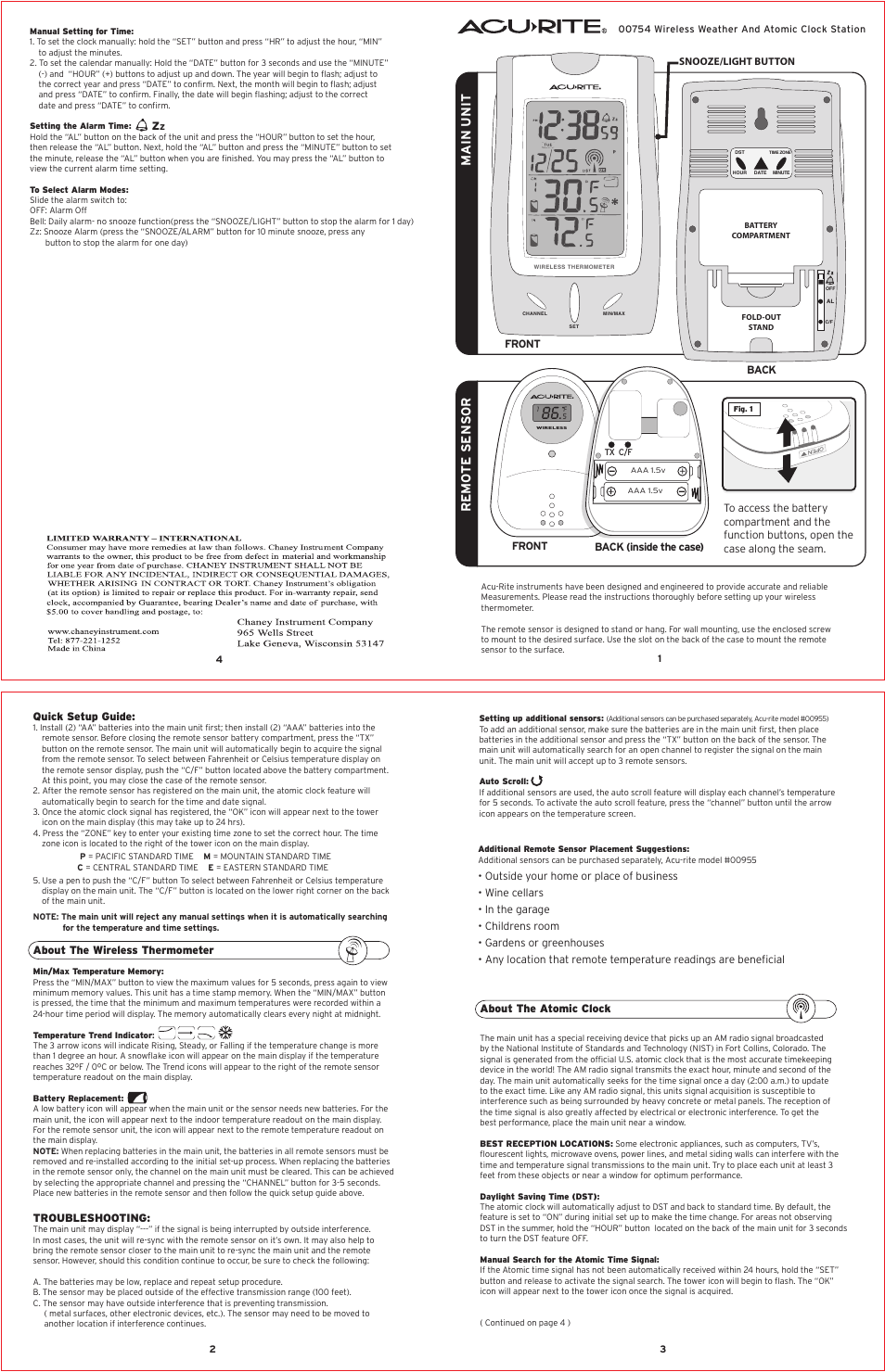 AcuRite 00754 Thermometer User Manual | 1 page