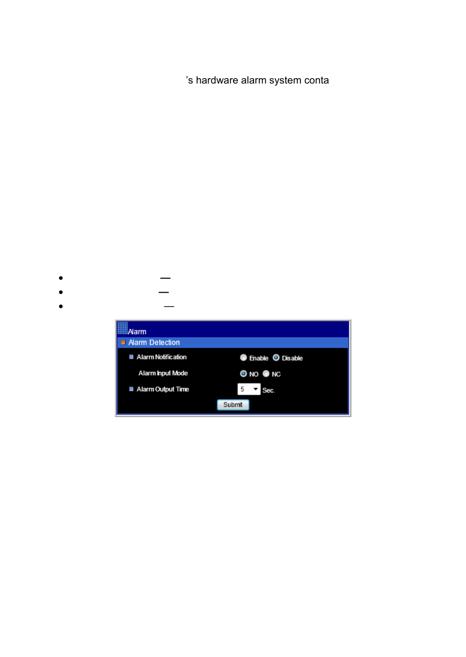 Chapter 3-8-1 motion/alarm setup, Chapter 3-8-2 setup for camera with alarm input, Chapter 3-8-3 motion area | Acumen AiP-T53N User Manual | Page 31 / 38