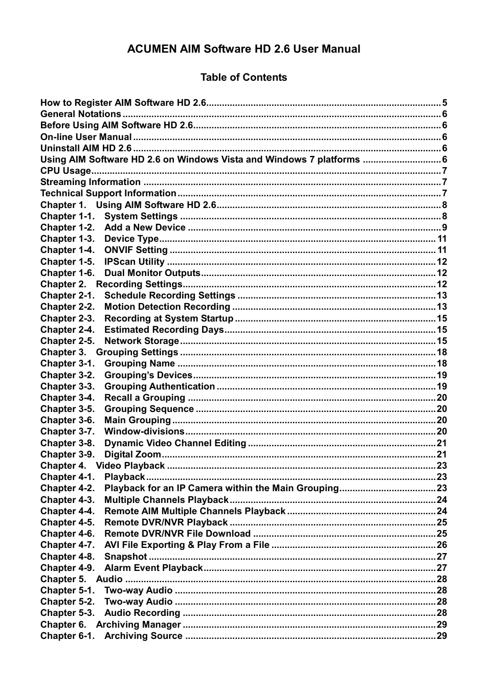 Acumen AiM 108CH User Manual | 58 pages