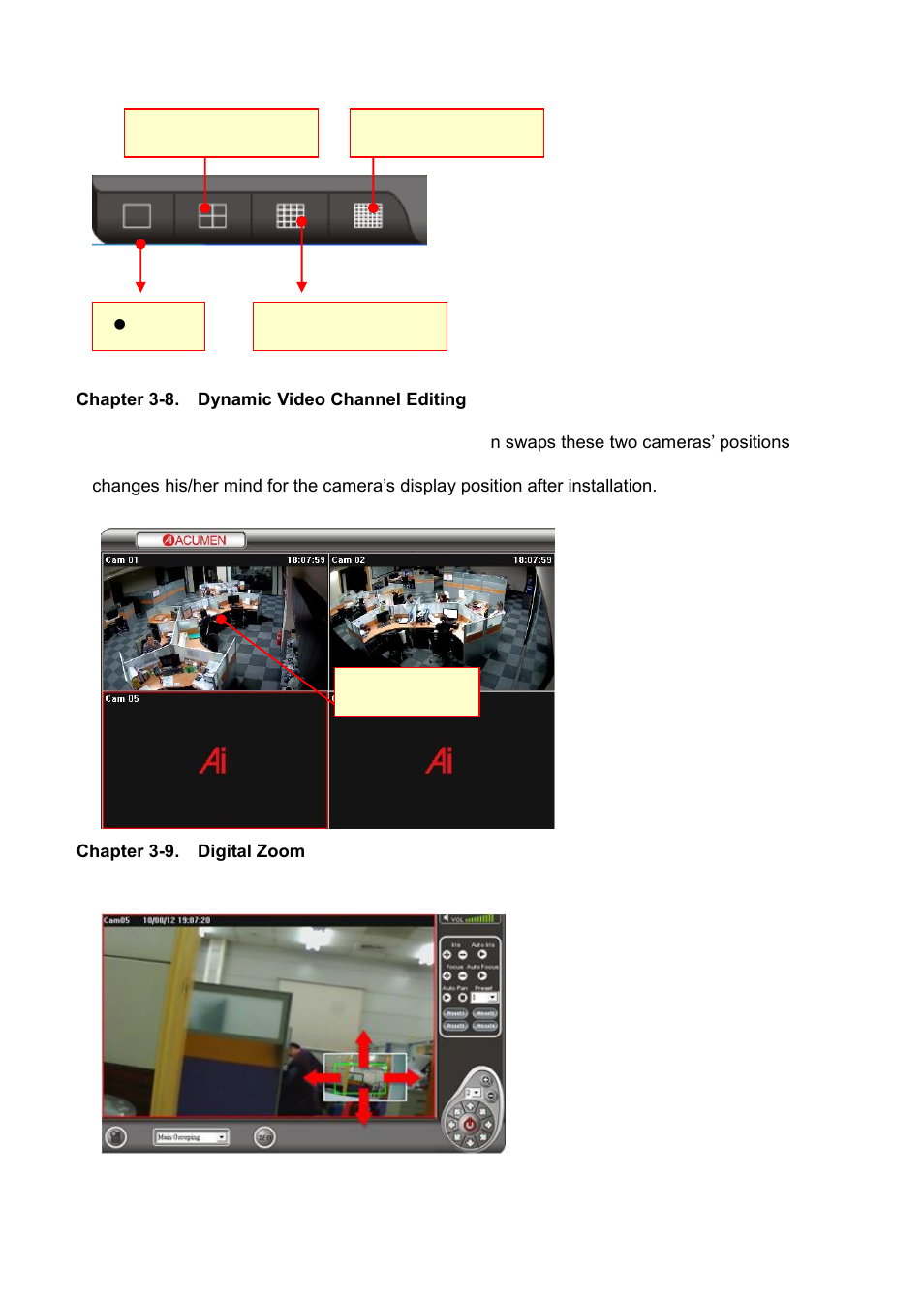 Chapter 3-8. dynamic video channel editing, Chapter 3-9. digital zoom | Acumen AiM 108CH User Manual | Page 21 / 58