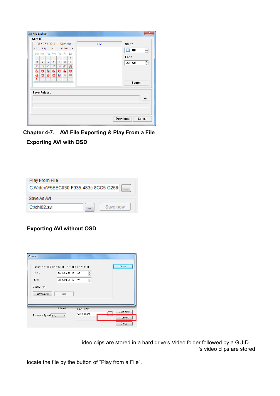 Chapter 4-7. avi file exporting & play from a file | Acumen AiM 108CH User Manual | Page 26 / 58