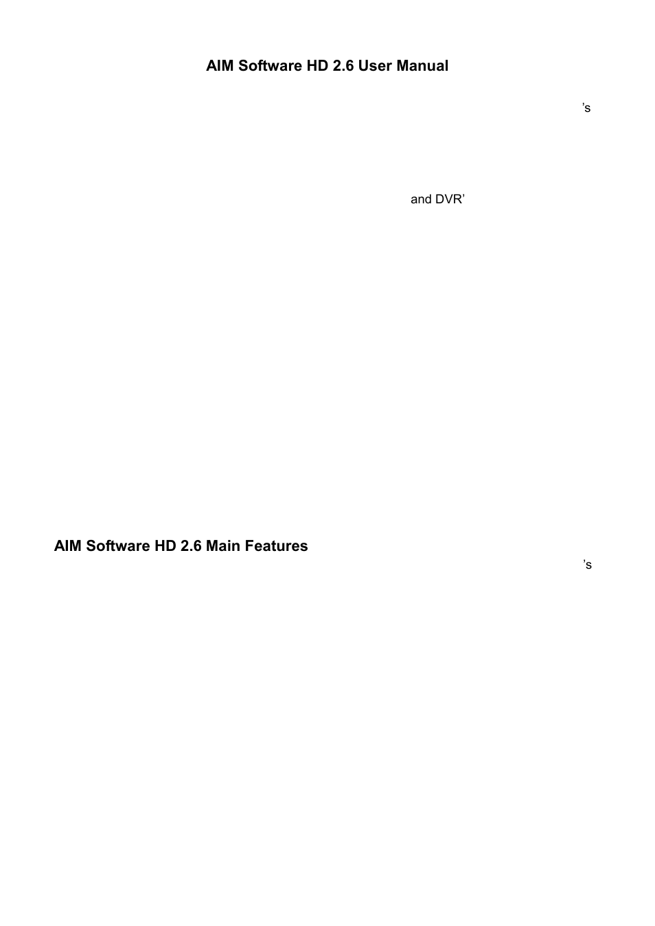 Aim software hd 2.6 user manual, Aim software hd 2.6 main features | Acumen AiM 108CH User Manual | Page 4 / 58