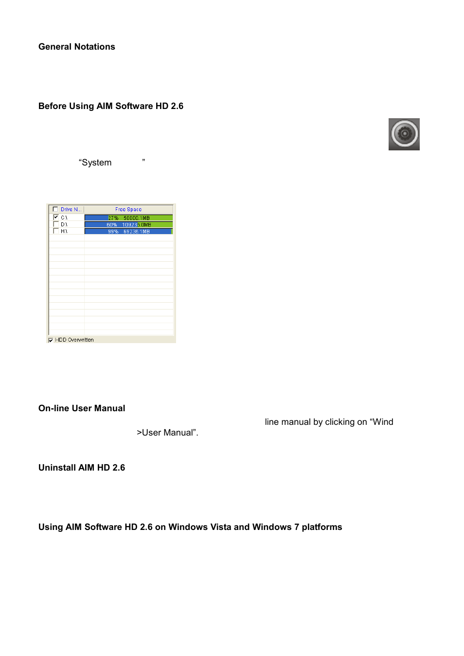 General notations, Before using aim software hd 2.6, On-line user manual | Uninstall aim hd 2.6 | Acumen AiM 108CH User Manual | Page 6 / 58