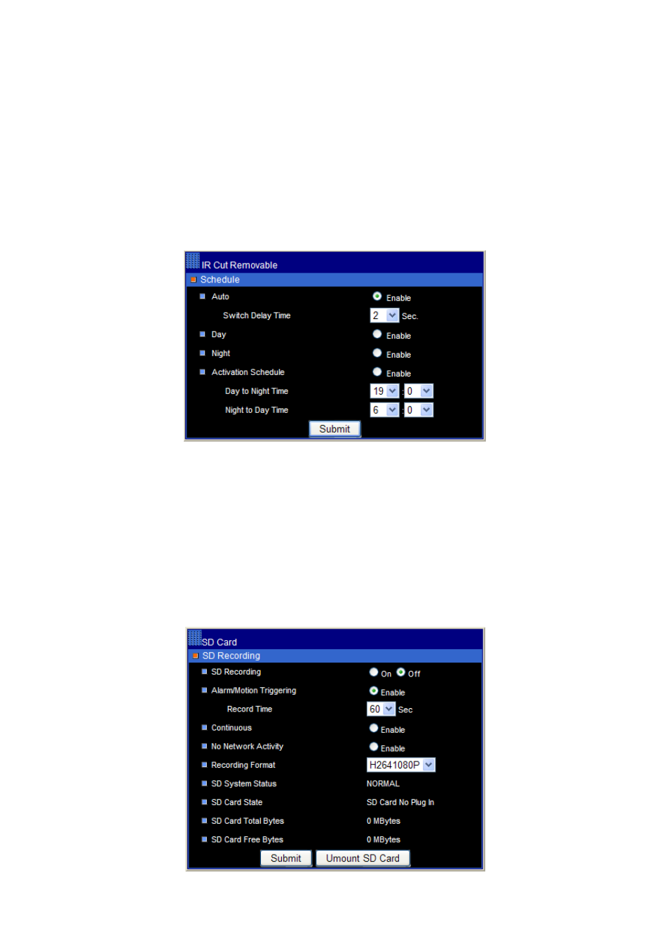 Chapter 3-6 ir cut removable, Chapter 3-7 sd card recording, Chapter 3-7-1 sd card recording setting | Acumen AiP-P53N(45Y2B) User Manual | Page 29 / 38