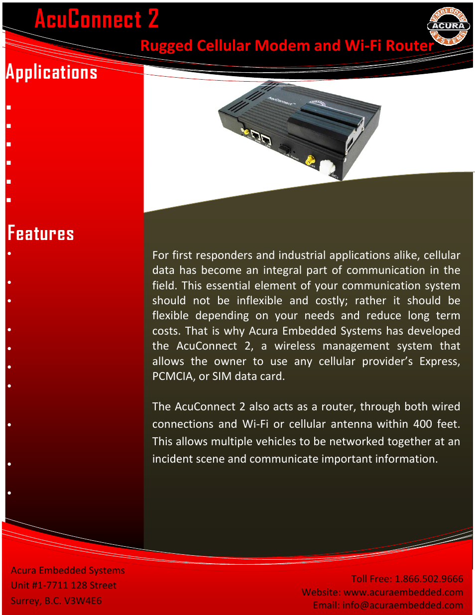 Acura Embedded AcuConnect User Manual | 2 pages