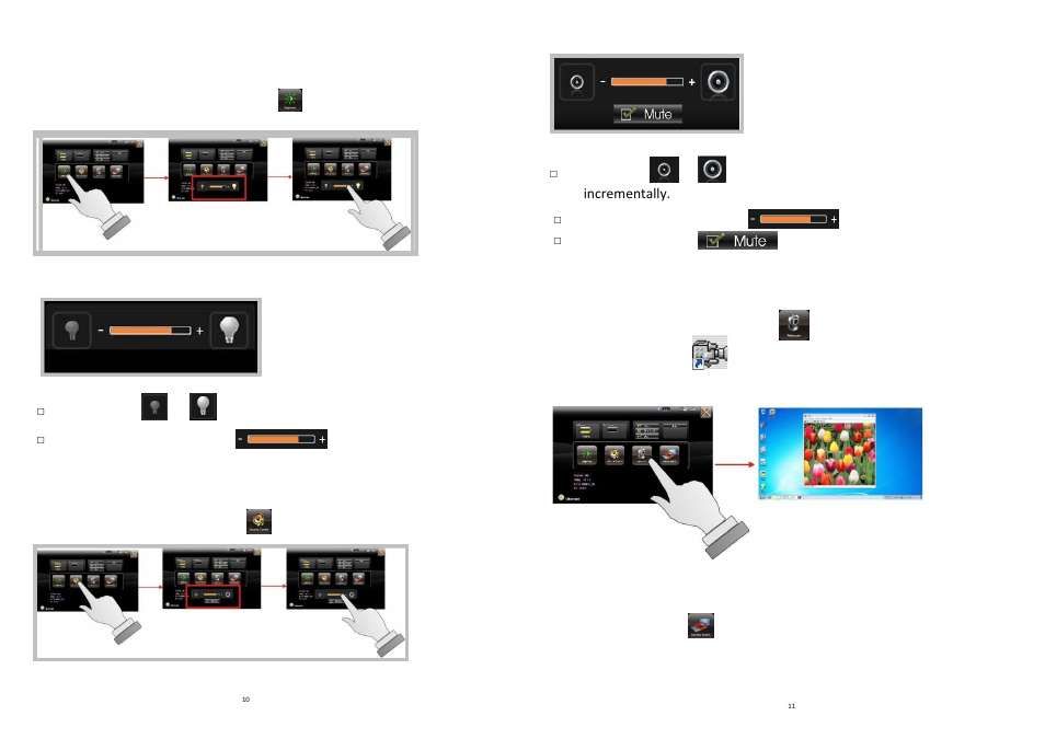 Brightness control, Volume control, Launch webcam utility | Monitor switch | Acura Embedded AcuTab-M7 User Manual | Page 6 / 10
