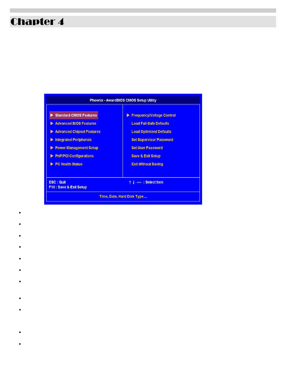 Chapter 4, The bios setup program | Acura Embedded AcuPanel 12 User Manual | Page 22 / 34