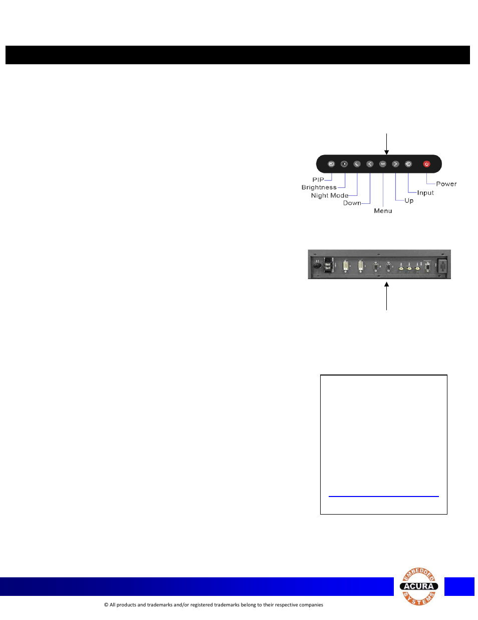 Technical info, Environment info, Support info | Acura Embedded AcuBrite 17″-Nav User Manual | Page 2 / 2