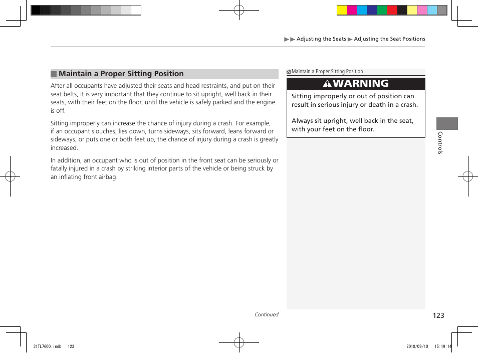 Warning | Acura 2011 TSX Sport Wagon User Manual | Page 125 / 323
