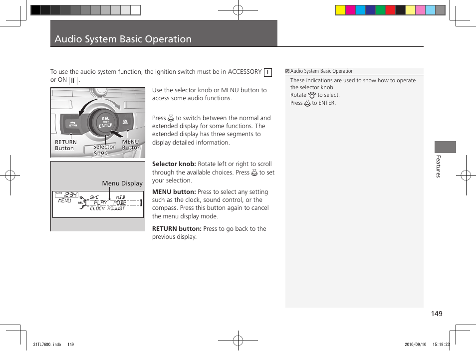 Audio system basic operation | Acura 2011 TSX Sport Wagon User Manual | Page 151 / 323
