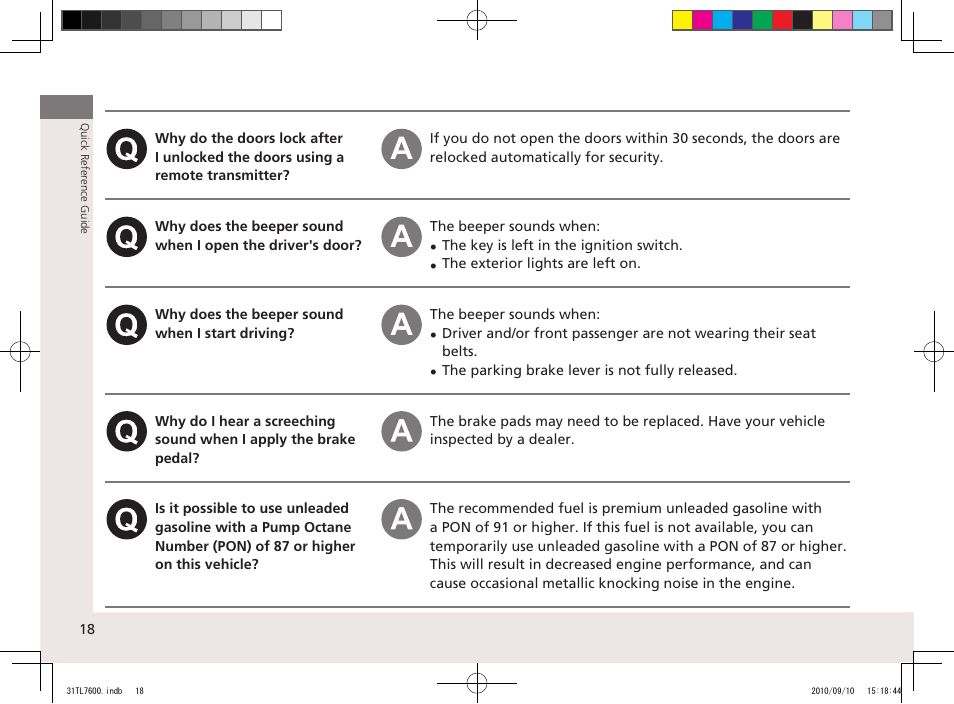 Acura 2011 TSX Sport Wagon User Manual | Page 20 / 323