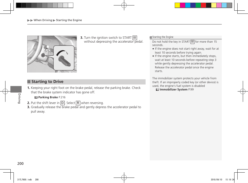 Starting to drive | Acura 2011 TSX Sport Wagon User Manual | Page 202 / 323