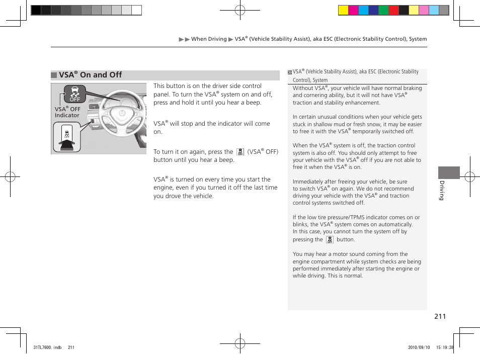 On and off | Acura 2011 TSX Sport Wagon User Manual | Page 213 / 323
