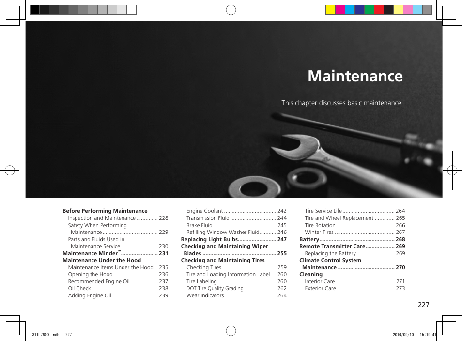 Maintenance | Acura 2011 TSX Sport Wagon User Manual | Page 229 / 323