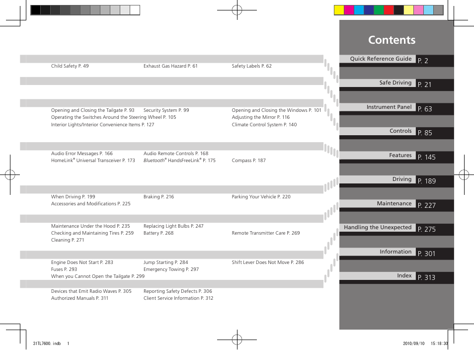 Acura 2011 TSX Sport Wagon User Manual | Page 3 / 323