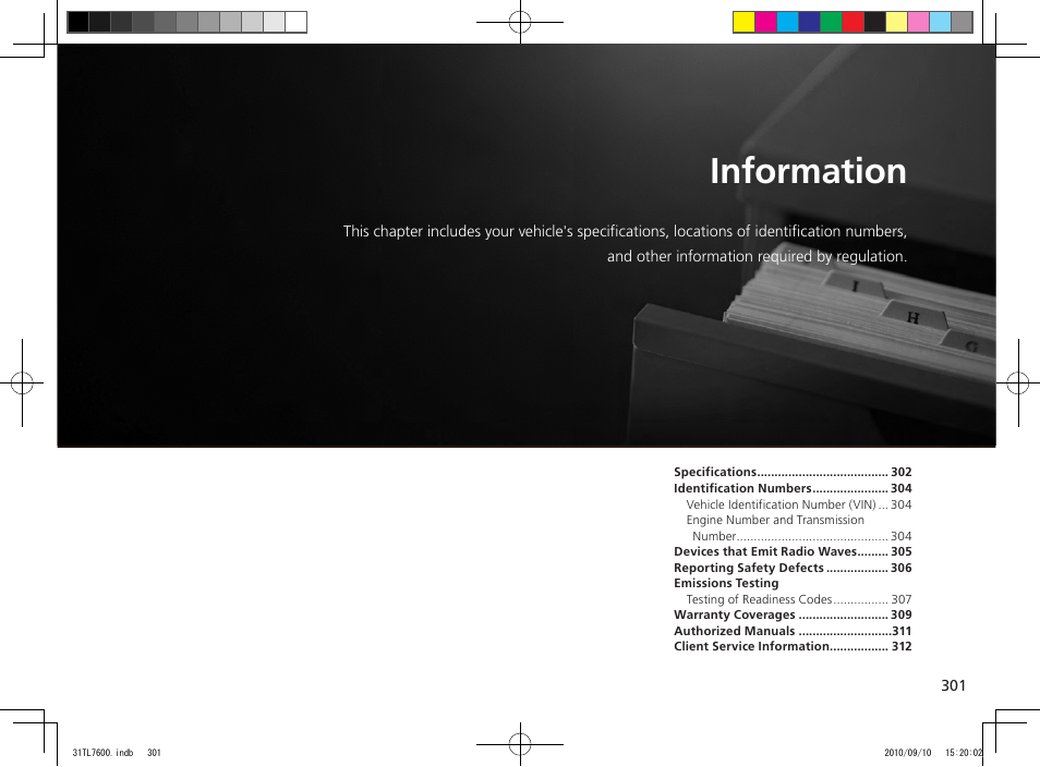 Information | Acura 2011 TSX Sport Wagon User Manual | Page 303 / 323
