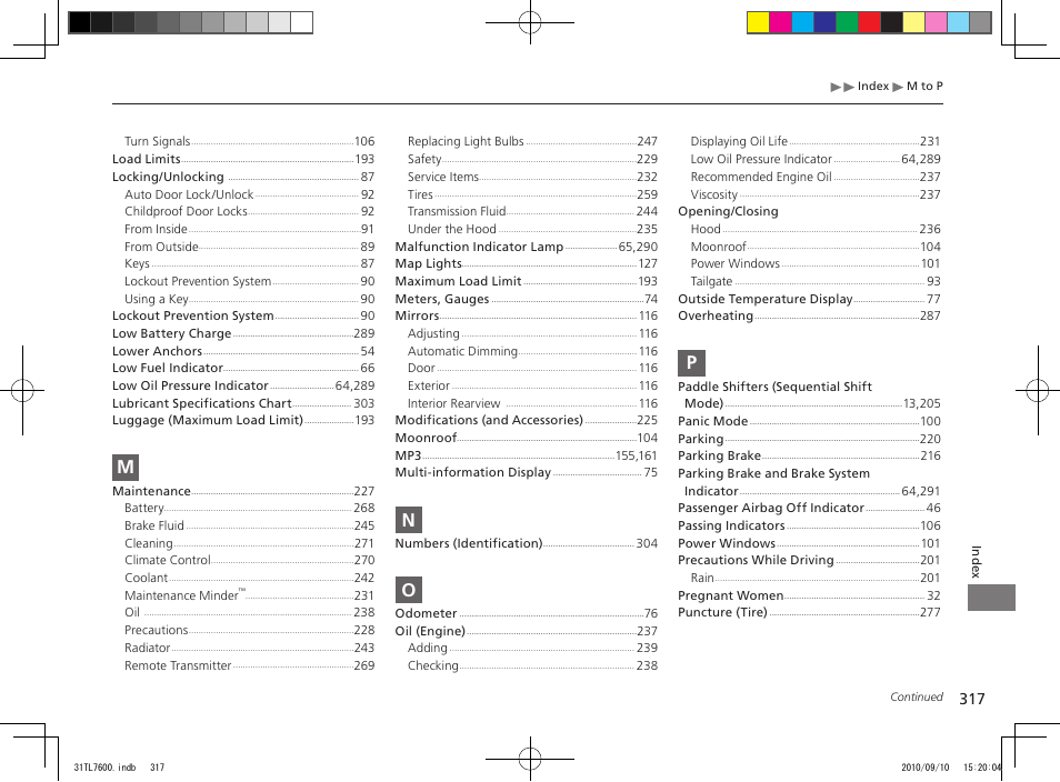 Acura 2011 TSX Sport Wagon User Manual | Page 319 / 323