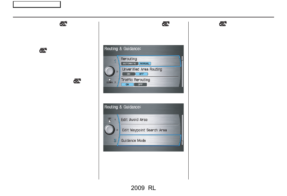 System setup, 2009 rl | Acura 2009 RL Navigation User Manual | Page 101 / 173