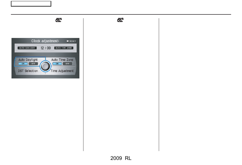System setup, 2009 rl | Acura 2009 RL Navigation User Manual | Page 110 / 173