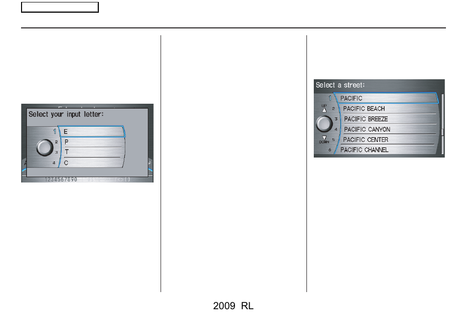 Entering a destination, 2009 rl | Acura 2009 RL Navigation User Manual | Page 32 / 173