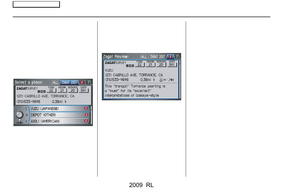 Entering a destination, 2009 rl | Acura 2009 RL Navigation User Manual | Page 36 / 173