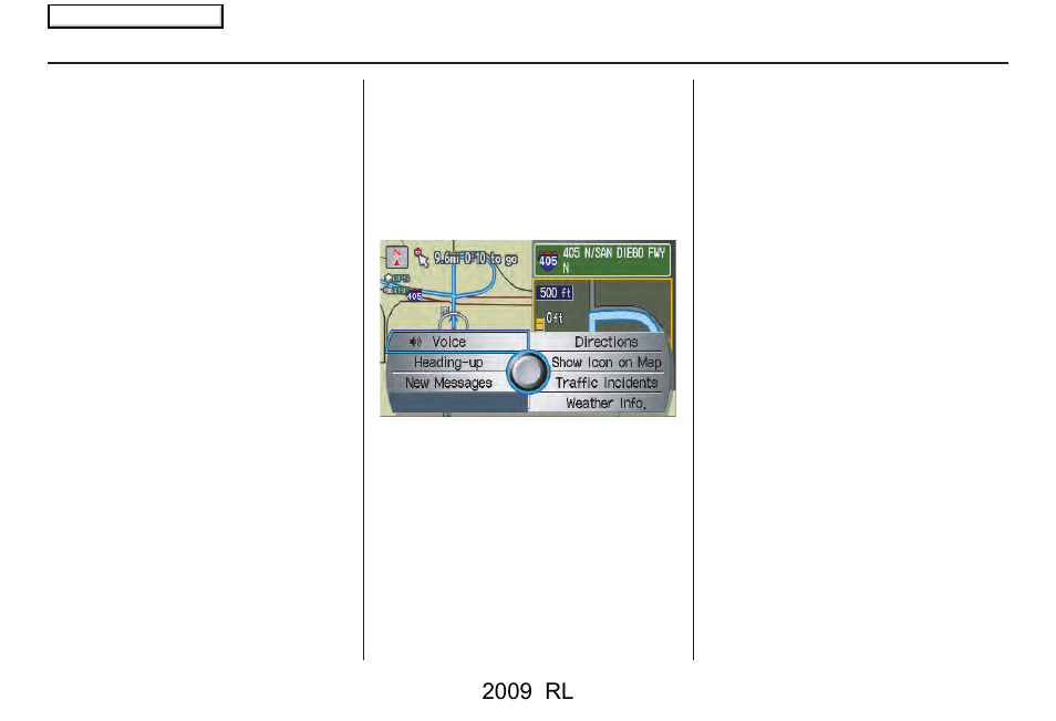 Driving to your destination, 2009 rl | Acura 2009 RL Navigation User Manual | Page 58 / 173