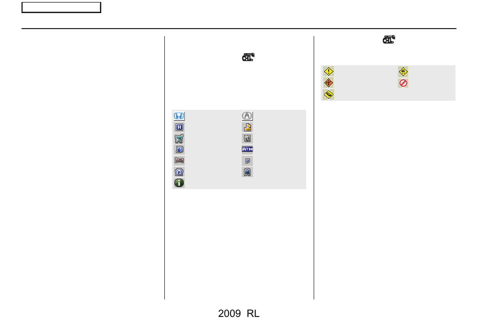 Driving to your destination, 2009 rl, Destination icon | Various other icons | Acura 2009 RL Navigation User Manual | Page 64 / 173