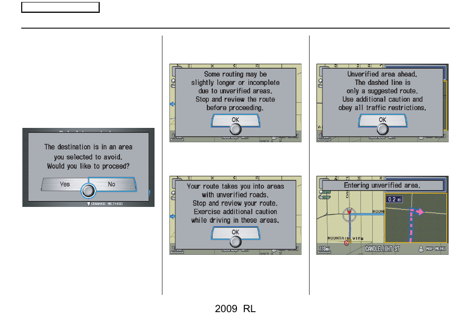 Driving to your destination, 2009 rl | Acura 2009 RL Navigation User Manual | Page 72 / 173
