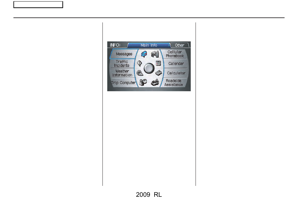 Information features, 2009 rl | Acura 2009 RL Navigation User Manual | Page 80 / 173