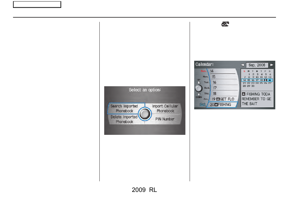 Information features, 2009 rl | Acura 2009 RL Navigation User Manual | Page 85 / 173