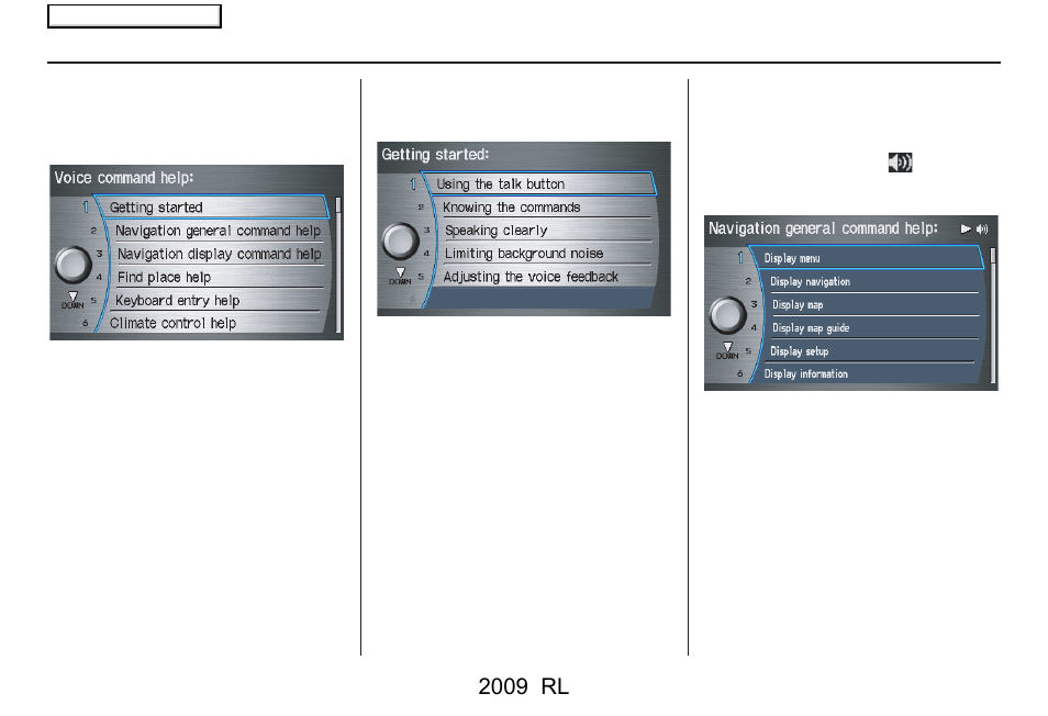 Information features, 2009 rl | Acura 2009 RL Navigation User Manual | Page 89 / 173