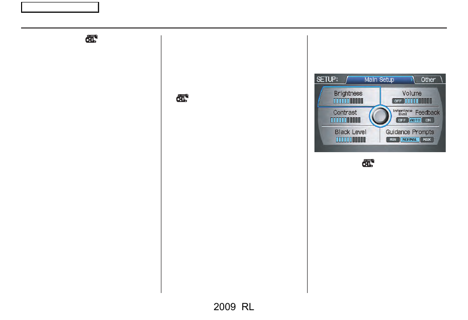 System setup, 2009 rl | Acura 2009 RL Navigation User Manual | Page 92 / 173