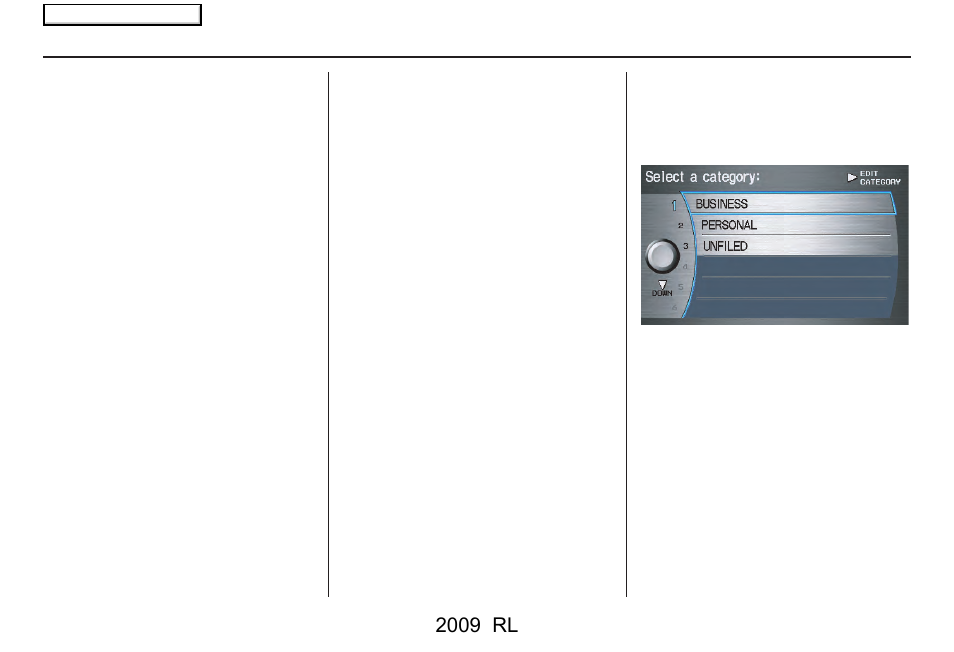System setup, 2009 rl | Acura 2009 RL Navigation User Manual | Page 97 / 173