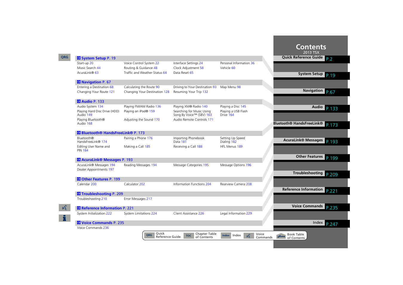 Acura 2013 TSX Navigation User Manual | Page 2 / 252