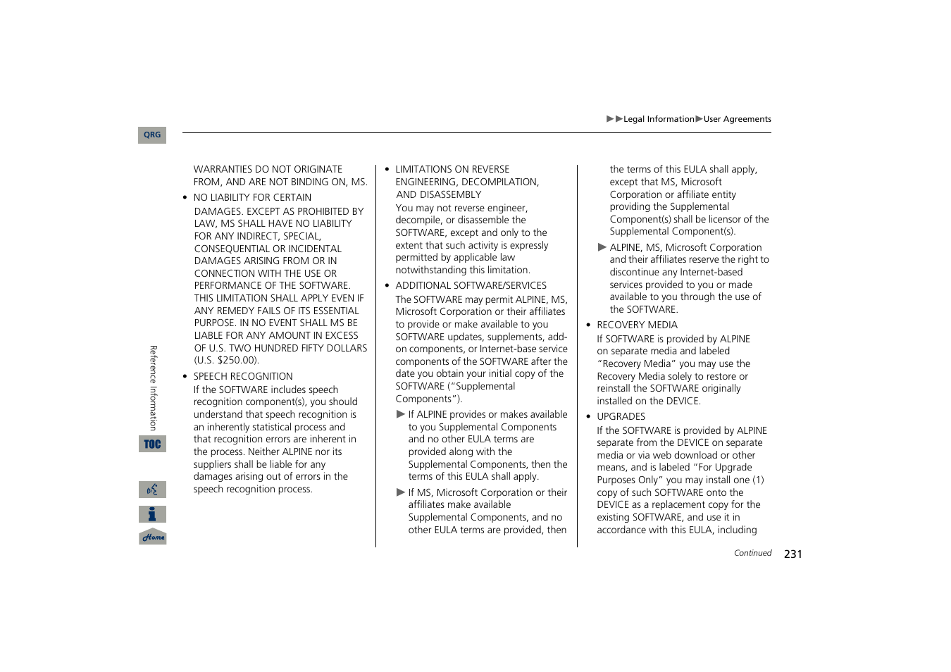 Acura 2013 TSX Navigation User Manual | Page 232 / 252