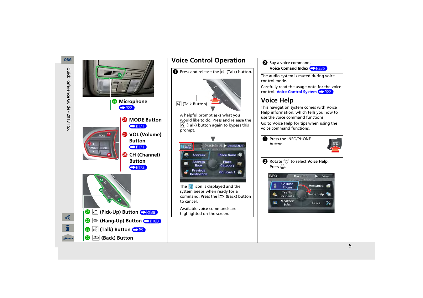 Voice control operation, Voice help | Acura 2013 TSX Navigation User Manual | Page 6 / 252