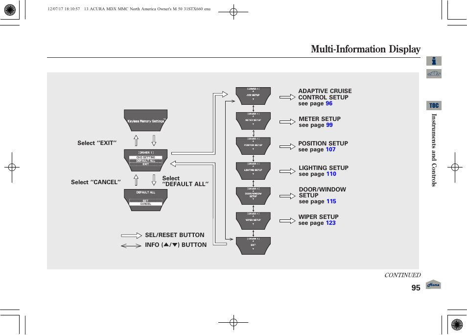 Multi-information display, 2013 mdx | Acura 2013 MDX User Manual | Page 100 / 616