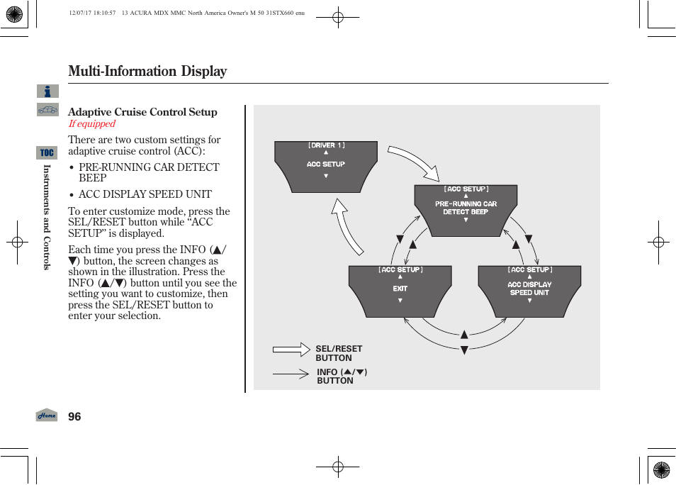 Multi-information display | Acura 2013 MDX User Manual | Page 101 / 616