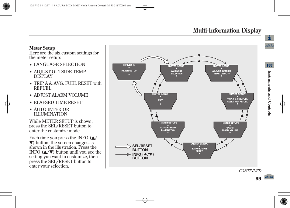 Multi-information display, 2013 mdx | Acura 2013 MDX User Manual | Page 104 / 616