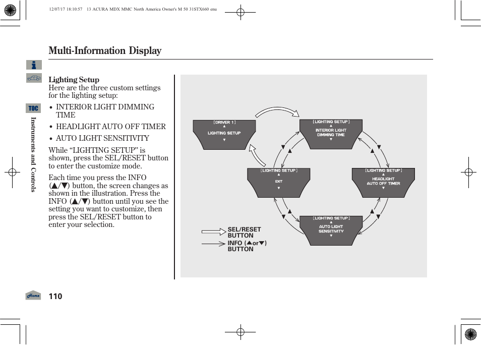 Multi-information display, 2013 mdx | Acura 2013 MDX User Manual | Page 115 / 616