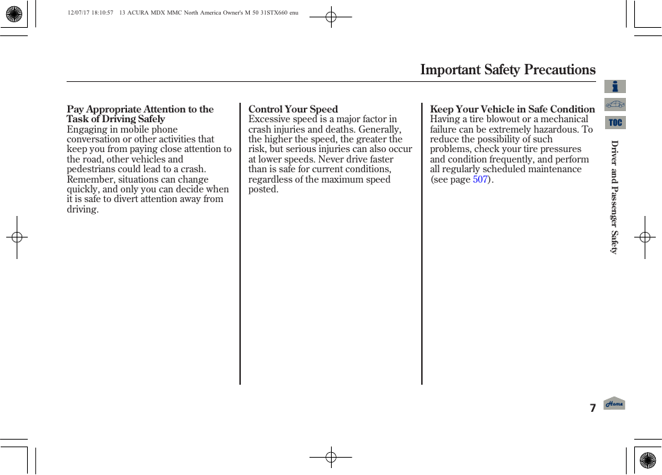 Important safety precautions | Acura 2013 MDX User Manual | Page 12 / 616