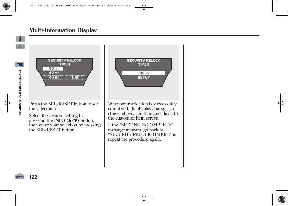 Multi-information display | Acura 2013 MDX User Manual | Page 127 / 616