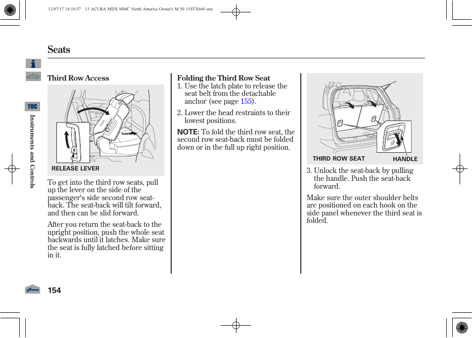 Seats | Acura 2013 MDX User Manual | Page 159 / 616