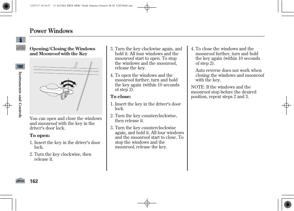 Power windows | Acura 2013 MDX User Manual | Page 167 / 616