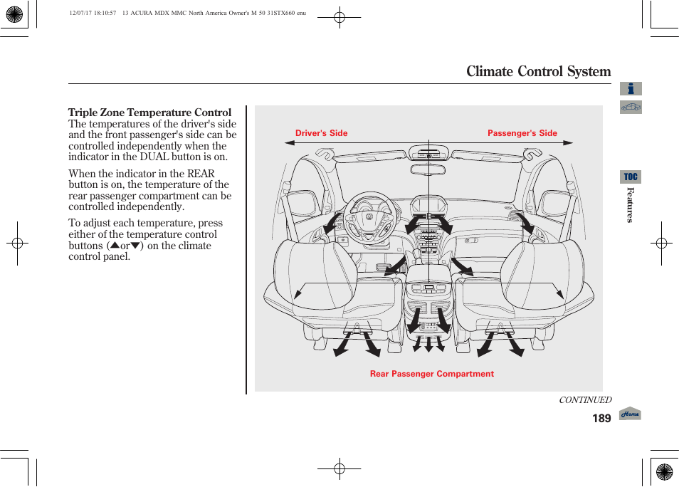 Climate control system | Acura 2013 MDX User Manual | Page 194 / 616