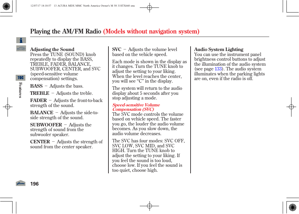 Acura 2013 MDX User Manual | Page 201 / 616