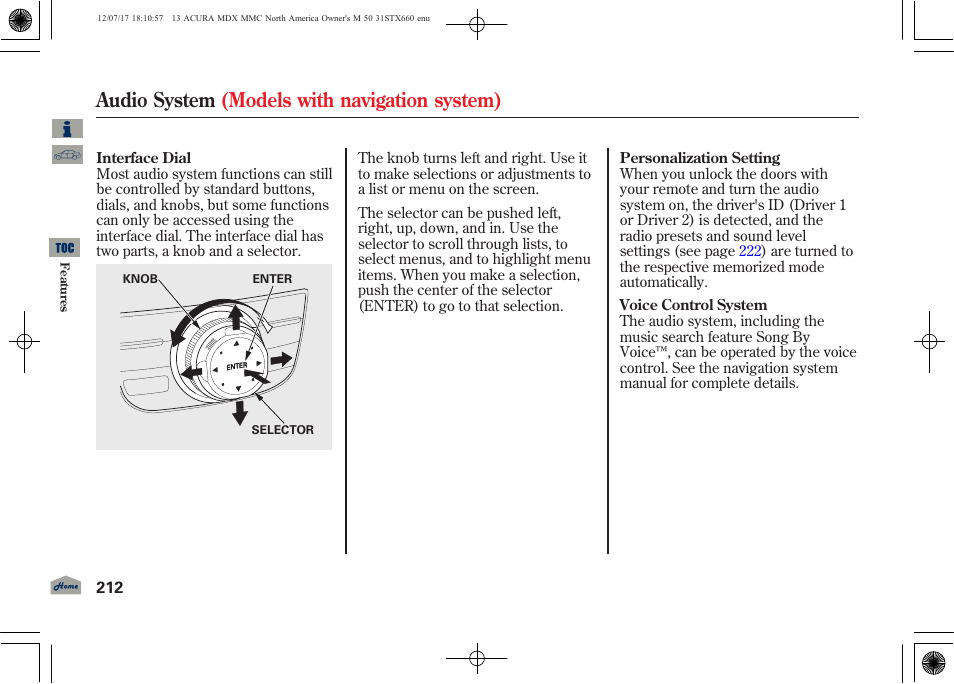 Audio system (models with navigation system) | Acura 2013 MDX User Manual | Page 217 / 616